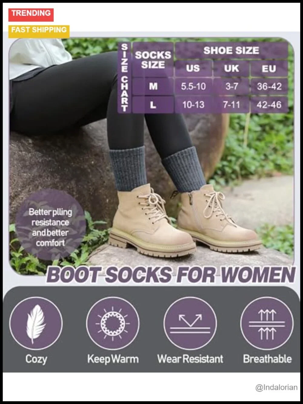 Merino Wool Hiking Socks for Women Men Thermal Warm Winter Boot Crew Cushion